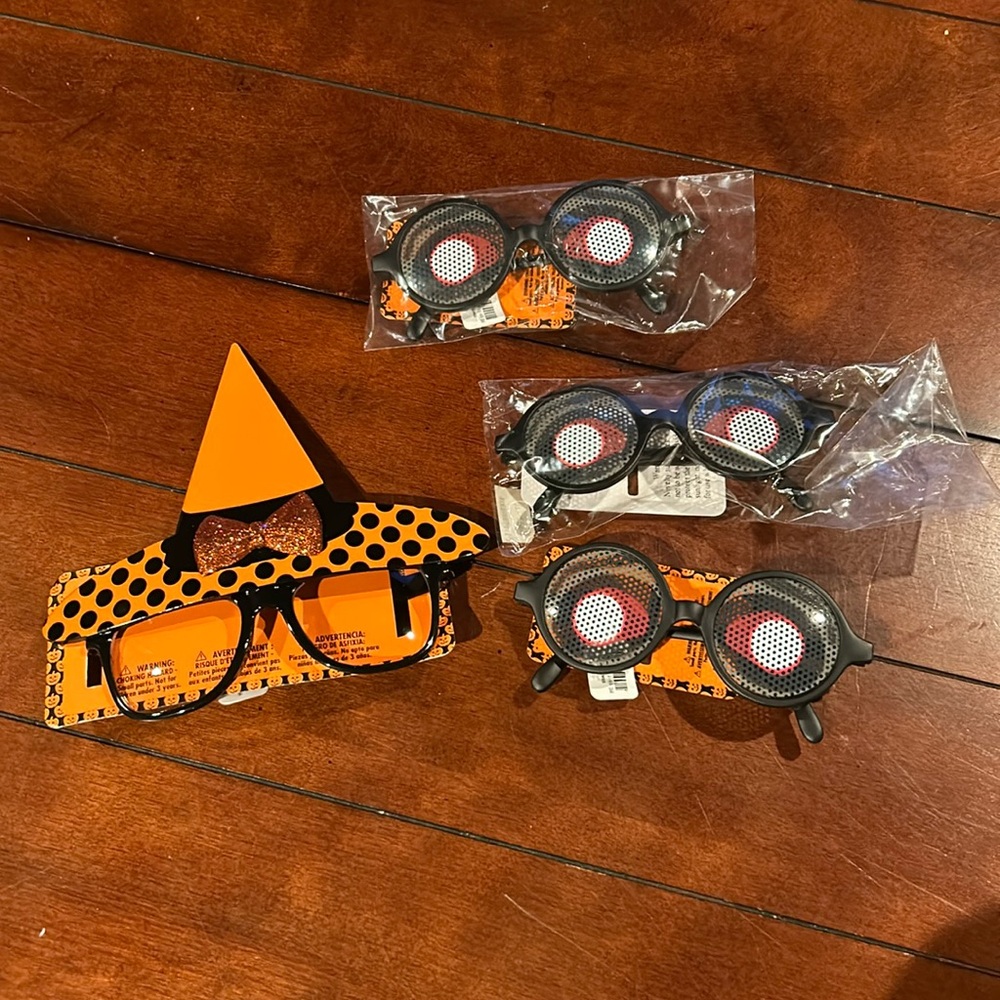 Claire’s NEW Halloween Polka Dot Witch Hat Frames + 3 pair Zombie Eyes Glasses